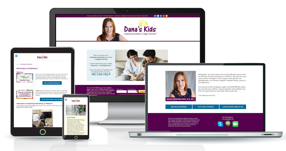 website and graphic design for parent child educator
