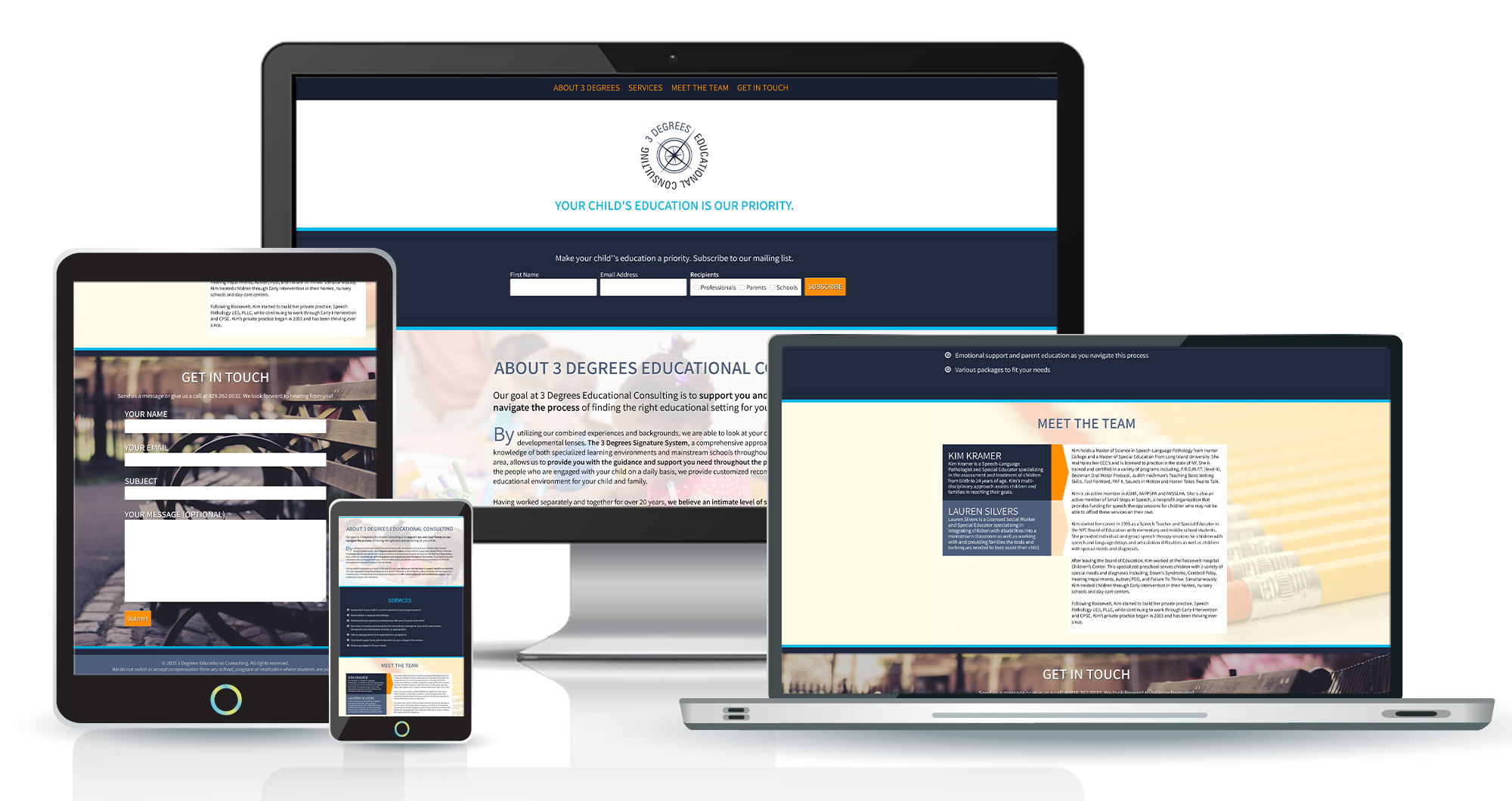 Image of multiple devices showing the website in responsive views
