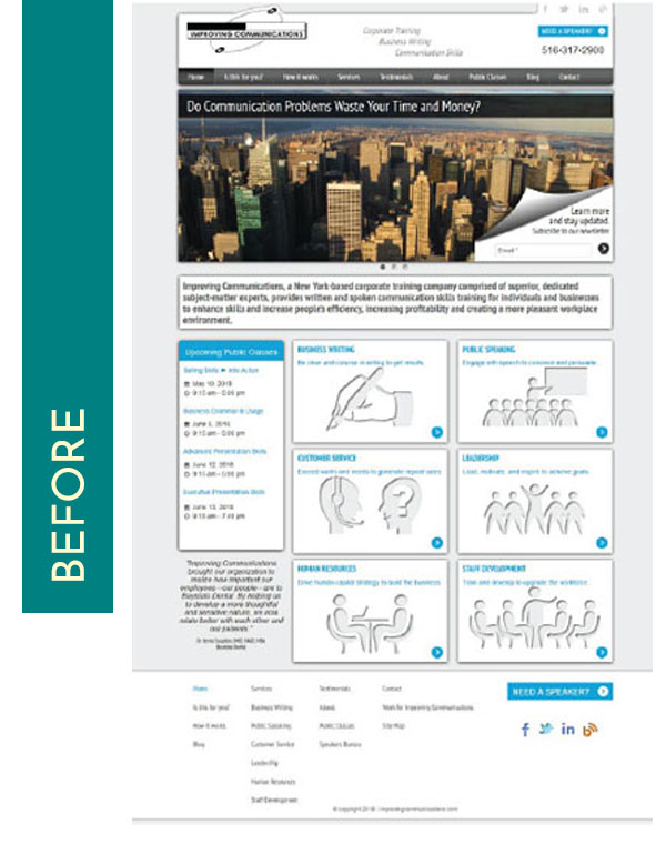 Website design before for leadership training company
