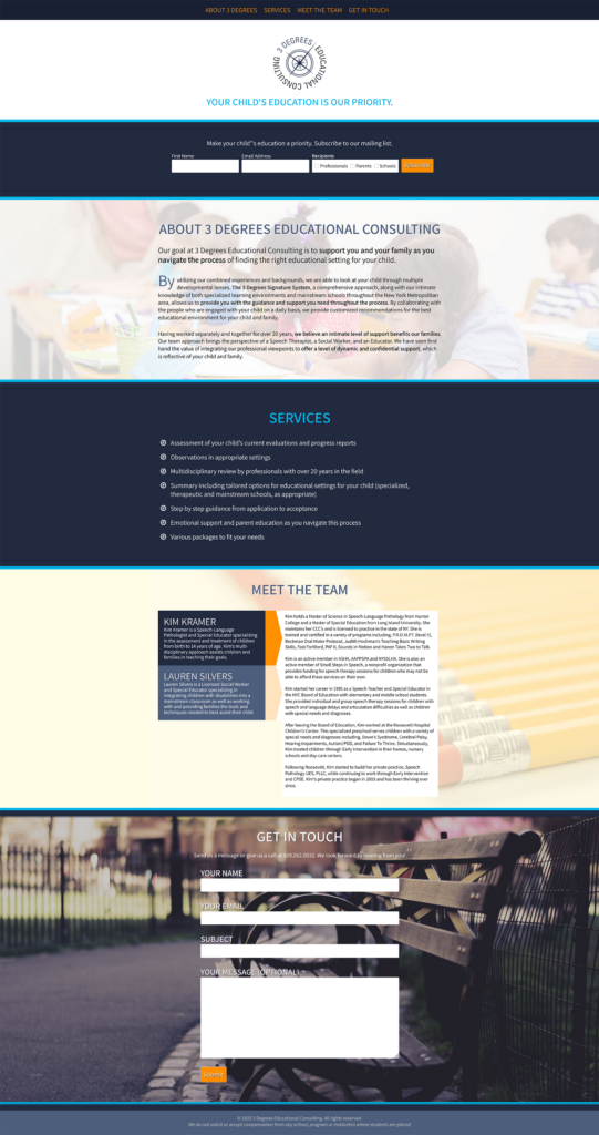 Web design for education consultancy