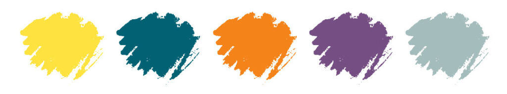 5 blobs that look like scribbles showing the client's brand colors