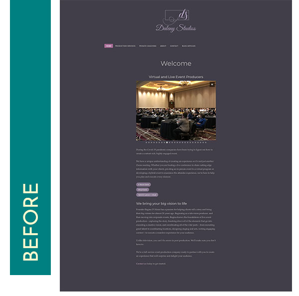 website redesign for event producer, the before